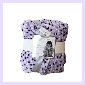 Hotel Spa Collection Cozy Plush Robe Lavender Polka Dot One Size NWT